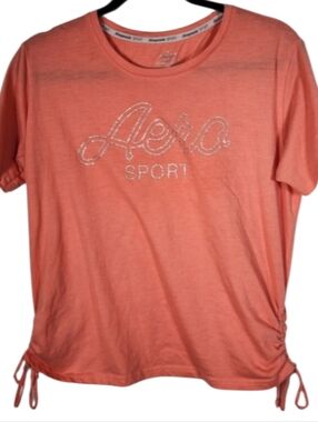 🩵 Aeropostale Coral Short-Sleeve Tee with Side Ties